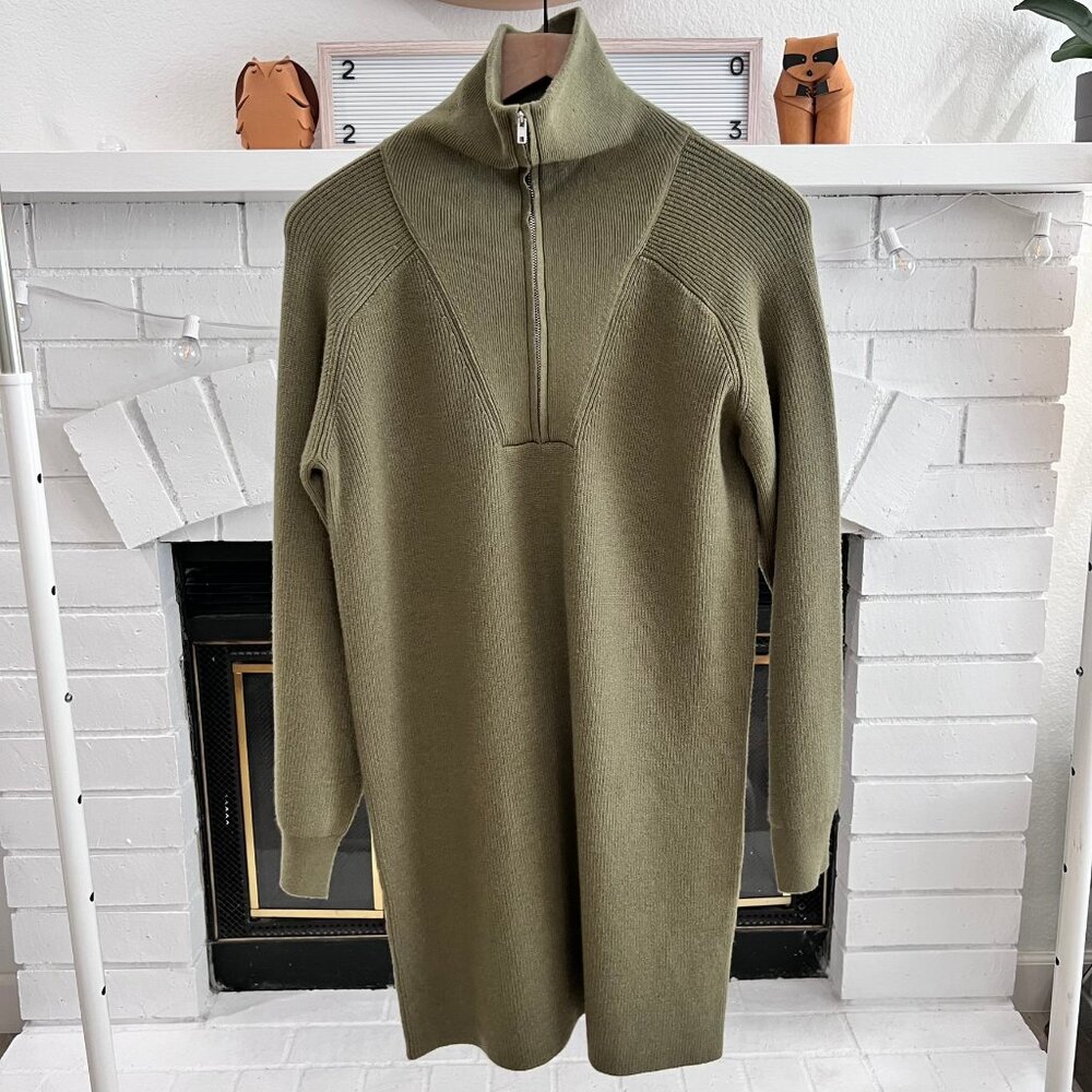 WAYF - Where Are You From Olive Green Knit Sweater Long Sleeve Dress
